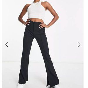 NWT Bershka Petite split hem flared pants in black US 4 Petite